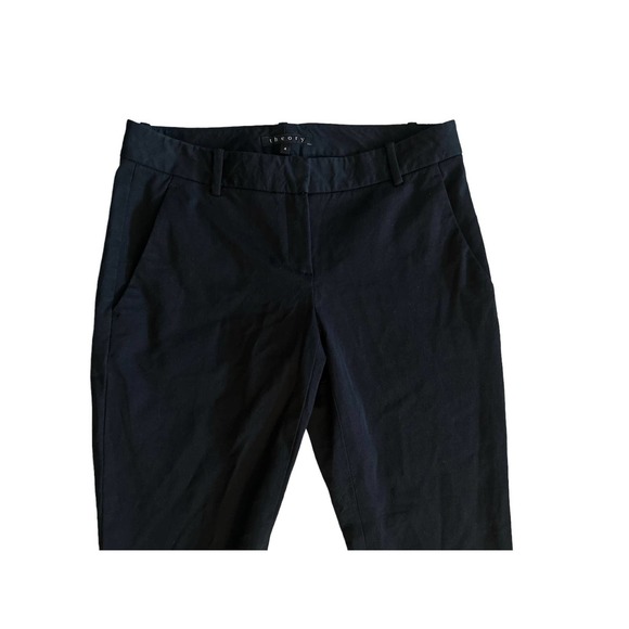 Women 4 Theory Testra Bistretch 2 Black Trousers Ankle Pants Straight Leg Cotton - Picture 2 of 6